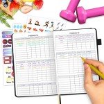 EPEWIZD Food and Fitness Journal, Weight Loss Journal for Women Men, 5.6"X 8.5" Food Diary & Meal Planner to Track Diet and Fitness Health, Calorie Counter Book (3 Month)-Black