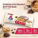Atkins Chocolate Peanut Butter Protein Meal Bar, High Fiber, 16g Protein, 2g Sugar, 3g Net Carb, Meal Replacement, Keto Friendly, 5 Count