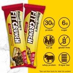 FITCRUNCH Full Size Protein Bars, 6-Layer Baked Bar, 6g of Sugar, Gluten Free & Soft Cake Core (12 Bars, Peanut Butter)