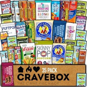 CRAVEBOX Healthy Snack Box (35 Count) Easter Variety Pack Care Package Gift Basket Kid Men Women Adult Nuts Health Nutrition Assortment College Back to School