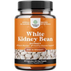 White Kidney Bean Extract Carb Blocker - White Kidney Beans Supplement for Weight Loss & Reduce Calories from Starchy Food - Glucose Support & Carb Control Supplements - 60 Capsules