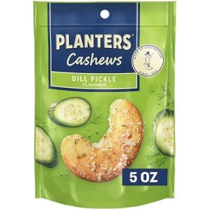 PLANTERS Dill Pickle Cashews, Whole Cashews, Individual Nuts Snack Packs, Party, Plant-Based Protein, Snack for Adults, After School snacks for Kids, Flavored Cashew, Kosher, 5oz Bag