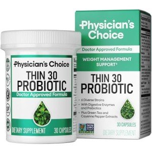 Physician's CHOICE Probiotics for Weight Management & Bloating - 6 Probiotic Strains - Prebiotics - Key ingredient Cayenne & Green Tea - Supports Gut Health - Weight Management for Women & Men - 30 CT