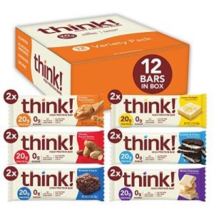 think! Protein Bars, High Protein Snacks, Gluten Free, Kosher Friendly,Variety Pack, Nutrition Bars, 2.1 Oz per Bar, 12 Count (Packaging May Vary)