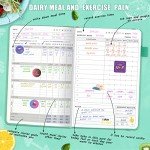 EPEWIZD Food and Fitness Journal Hardcover Wellness Planner Workout Journal for Women Men to Track Meal and Exercise Count Calories Weight Loss Diet Training Weight Loss Tracker Undated Home and Gym