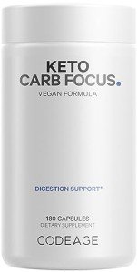 Codeage Keto Carb, White Kidney Bean, Green Tea & Cinnamon Bark Supplement, Triple Action Keto Cheat Vegan Pills, Ketogenic, Low Carb Diet Sugar, 3 Months Supply, Non-GMO, Gluten-Free, 180 Capsules