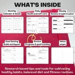 Life & Apples Wellness Journal Planner – Food Log, Fitness Tracker, Habit Tracker, Weight Loss Journal for Diet Tracking and Health Goals, Undated, Size A5 Berry