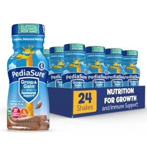 PediaSure Grow & Gain With Immune Support, Kids Protein Shake, Chocolate, 8-fl-oz Bottle, 24 Shakes