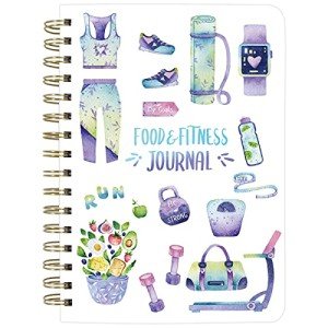 Food and Fitness Journal Meal Journal Diary Workout Wellness Log Notebook Planner Weight Loss Diet Meal Exercise Training Health Tracker 6.1" x 8.5" Hard Cover