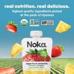 Noka Superfood Fruit Smoothie Pouches Variety Pack, Healthy Snacks with Flax Seed, Plant Protein and Prebiotic Fiber, Vegan and Gluten Free Snacks, Organic Squeeze Pouch, 4.22 oz, 6 Count