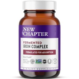 New Chapter Iron Supplement, Whole-Food Fermented Iron Complex Made with Organic Vegetables & Herbs + One Daily Non-Constipating Dose- 60ct, 2 Month Supply
