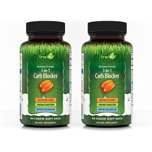 Irwin Naturals Maximum Strength 3-in-1 Carb Blocker - 84 Liquid Soft-Gels, Pack of 2 - Neutralize Carbohydrates - 84 Total Servings