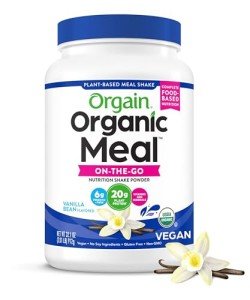 Orgain Organic Meal, Vegan Meal Replacement Protein Powder, Vanilla Bean - 20g Plant Based Protein, 6g Prebiotic Fiber, Fruits, Vegetables & Greens, Gluten Free, Shakes & Smoothies, 2.01lb