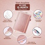 JUBTIC Weekly Meal Planner Notebook, Food Journal for Women Weight Loss, Fitness Journal, Daily Meal Prep Journal with Shopping and Grocery Lists for Food Planning, Healthy Diet or Weight Loss Tracking, Last 1 Year,Undated, A5, Rose Gold