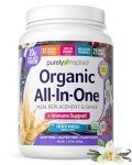 Purely Inspired All-in-One Vegan Protein Powder for Men & Women, French Vanilla (16 Servings) - Plant-Based Organic Protein Powder for Shakes & Smoothies - Gluten-Free Nutritional Meal Replacement