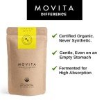Movita Certified Organic Vitamin D3 2500IU – Supports Energy, Immune Health & Bone Strength – Fermented Whole Foods, Organic, Vegan, Gluten-Free, Non-GMO – 30-Day Supply (Eco-Friendly Pouch)