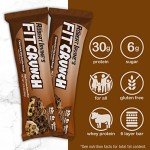 FITCRUNCH Full Size Protein Bars, 6-Layer Baked Bar, 6g of Sugar, Gluten Free & Soft Cake Core (Chocolate Chip Cookie Dough)