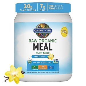 Garden of Life Meal Replacement Shakes, Vegan Protein Powder, Raw Organic Protein Powder, Vanilla Protein Powder with Plant Based Pea Protein, Sprouts, Greens, Probiotics, Dairy Free 14 Servings