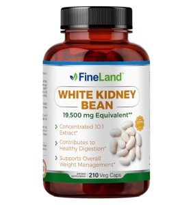 FineLand White Kidney Bean 10X Extract 19,500mg Eq. per Serving, Max Strength Premium, Supports Optimal Carbohydrate Breakdown & Digestion, Metabolism & Weight Support, 210 Caps