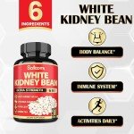 Satoomi 6 in 1 White Kidney Bean Extract Capsules -90 Capsules -3 Month Supply - Extra Blend with Olive Leaf, Green Coffee Bean & Green Tea - Support Carb Scale Down