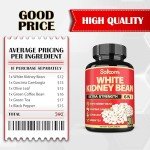 Satoomi 6 in 1 White Kidney Bean Extract Capsules -90 Capsules -3 Month Supply - Extra Blend with Olive Leaf, Green Coffee Bean & Green Tea - Support Carb Scale Down
