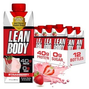 Labrada Lean Body Ready-to-Drink Strawberry Protein Shake, 40g Protein, Whey Blend, 0 Sugar, Gluten Free, 22 Vitamins & Minerals, 17 Ounce (Recyclable Carton & Lid - Pack of 12) LABRADA