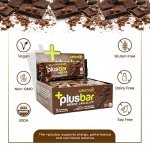 Greens+ Plusbar Energy Bars, Chocolate, Gluten Free Healthy Snacks with Organic Super Greens, Superfoods & Dark Chocolate, Vegan, Dairy Free & Non GMO, 8g Protein Meal Replacement Bars, 12 Bars