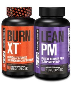 Jacked Factory Burn XT Thermogenic Fat Burner & Lean PM Nighttime Weight Loss Supplement for Men & Women 60 Veggie Diet Pills