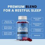 Night Time Fat Burner Gummies, Sleep Support & Weight Loss Supplement | Slimming Hunger Suppressant & Metabolism Booster, Shred Belly Fat While You Sleep | Nighttime Diet Gummies for Women & Men 60ct