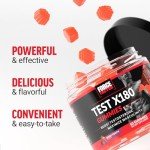 Force Factor Test X180 Gummies Testosterone Booster for Men with Tongkat Ali, Horny Goat Weed, Tribulus Terrestris, Fenugreek, & Black Maca, Supplement Men, Berry Punch, 60 Gummies, 1-Pack