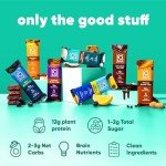 IQBAR Brain and Body Plant Protein Bars - 7 Bar Sampler Pack - Gluten Free, High Fiber, Vegan Snacks - Low Sugar Meal Replacement