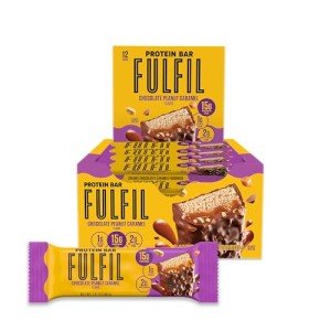 FULFIL Protein Snack Bars, Chocolate Peanut Caramel Flavored, Gluten Free with 15g Protein, Pantry Staples, 12 Count