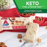 Atkins Vanilla Caramel Pretzel Protein Meal Bar, High Fiber, 2g Sugar, 4g Net Carbs, Meal Replacement, Keto Friendly, 5 Count