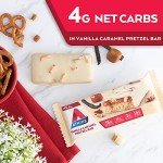 Atkins Vanilla Caramel Pretzel Protein Meal Bar, High Fiber, 2g Sugar, 4g Net Carbs, Meal Replacement, Keto Friendly, 5 Count