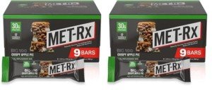MET-Rx Big 100 Colossal Protein Bars, Crispy Apple Pie Meal Replacement Bars, 9 Count (Pack of 2)