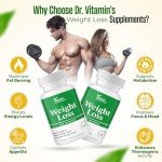 Dr Vitamin Weight Loss Supplements for Women & Men - Includes Green Tea Extract, Chromium, Vitamin B6 - Energy Booster, Belly Fat Burner & Appetite Suppressant Diet Pills - 30 Weight Loss Tablets