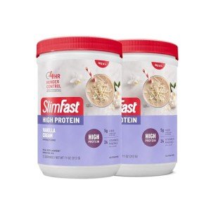 SlimFast Advanced Nutrition High Protein Meal Replacement Smoothie Mix, Vanilla Cream, Weight Loss Powder, 20g of Protein, 12 Servings (Pack of 2) (Packaging May Vary)
