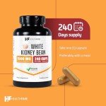 Healthfare White Kidney Bean Extract Supplement, 7500mg | 240 Veg Capsules | 20x Concentrated | Non-GMO | Gluten-Free