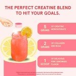 Peach Perfect Creatine Monohydrate Powder, Pink Lemonade, Glute Builder Creatine for Women with Collagen, BCAAs, 5g Vegan Micronized Creatine per Serving, for Energy, Muscle Support, 30 Servings
