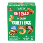 Emerald Nuts Mixed Nuts Variety Pack 18ct (1-Pack) , 100-Calorie Individual Packs , Features Dry Roasted Almonds, Natural Almonds & Walnuts, and Roasted & Salted Cashews