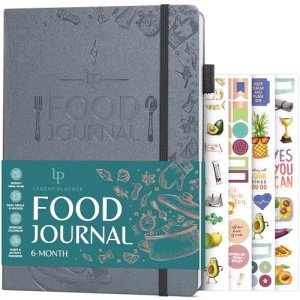 Legend Food Journal – 6-Month Wellness Diary for Tracking Meals, Calories, Macros & Exercise – Weightloss Planner & Diet Tracker – Daily Log for Weight Loss & Nutrition – 7" x 10" (Mystic Gray)