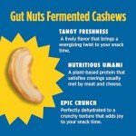 Gut Nuts Fermented Organic Cashews for Gut Health - Tangy, Umami, & Salty Flavors - Super Crunchy Low Carb Keto Snacks - Low Sugar Prebiotic & Postbiotic Cashew Snacks - 3oz Pouch (Pack of 6)