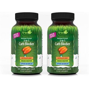 Irwin Naturals Maximum Strength 3-in-1 Carb Blocker - 150 Liquid Soft-Gels, Pack of 2 - Neutralize Carbohydrates - 150 Total Servings