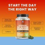 Morning Fat Burner Gummies | Weight Loss for Women & Men | Thermogenic Belly Fat Burner with Green Tea, Garcinia, Green Coffee Bean & More | Appetite Suppressant & Metabolism Booster | 60 Gummies