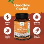 Pure White Kidney Bean Extract - AMPK Activator Pre Workout for Men and Women Natural Energy Supplement - Daily Fiber Supplement for Digestive Health and Energy Boost with Molybdenum and Amino Acids