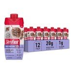 SlimFast Protein Shake, Chocolate- 20g Protein, Meal Replacement Shake Ready to Drink, High Protein with Low Carb and Low Sugar, 24 Vitamins and Minerals, 12 Count (Pack of 1) (Packaging May Vary)