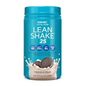 GNC Lean Shake 25 Meal Replacement Powder, Weight Management, With 25g Protein and High Fiber, Keto, Cookes and Cream, 16 Servings