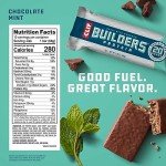 CLIF BUILDERS Protein Bars - Chocolate Mint Flavor - 20g Plant Based Protein - Gluten Free - Non-GMO - Low Glycemic - No Artificial Sweeteners - Value Pack, 2.4 oz. (12 Count)