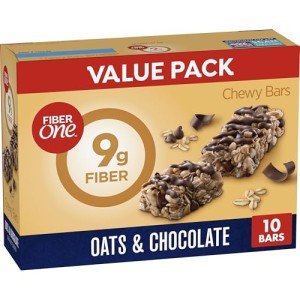 Fiber One Chewy Bars, Oats and Chocolate, Fiber Snacks, Value Pack, 10 Ct, 14.1 oz