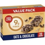 Fiber One Chewy Bars, Oats and Chocolate, Fiber Snacks, Value Pack, 10 Ct, 14.1 oz